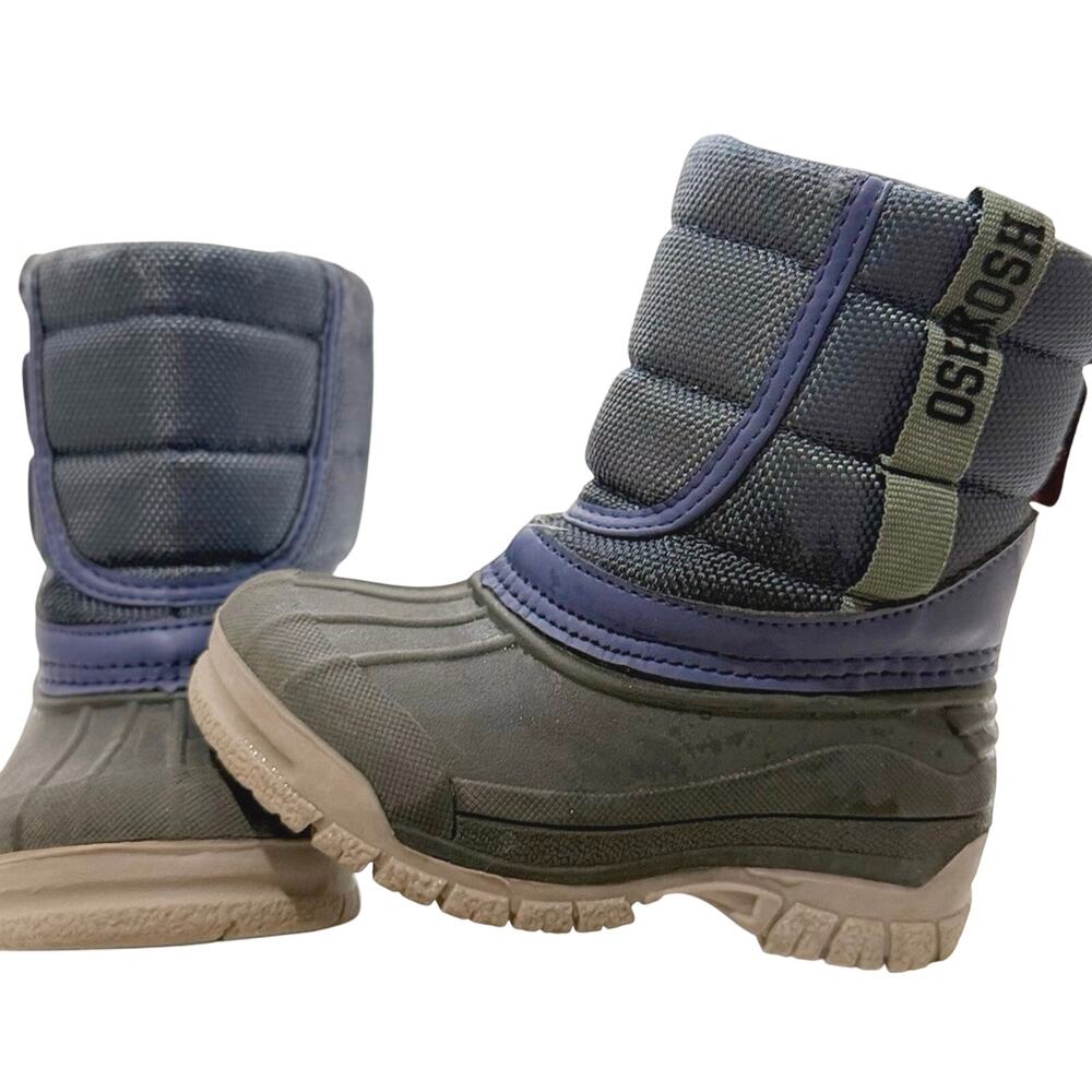 Snow Boots Size 5 Oshkosh B’gosh T5 EUC Toddler Pull on Velcro Boy Blue Shoes